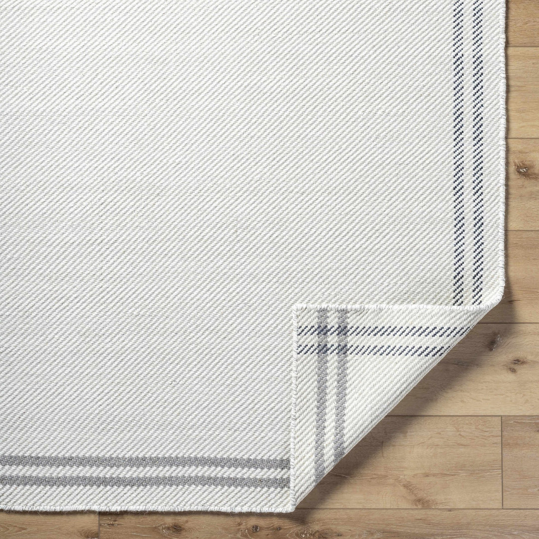 Nimue Basic Style Ivory & Charcoal Bordered Wool Rug - The Rug Decor