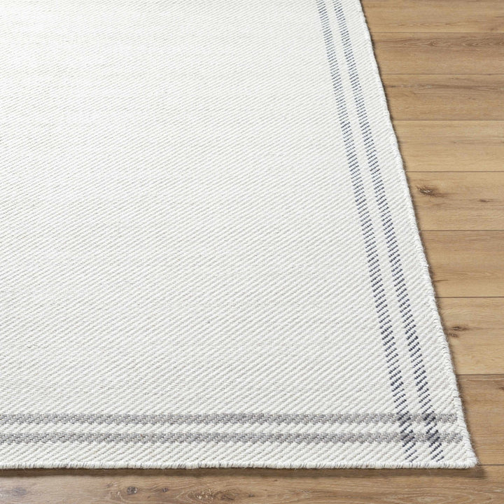 Nimue Basic Style Ivory & Charcoal Bordered Wool Rug - The Rug Decor