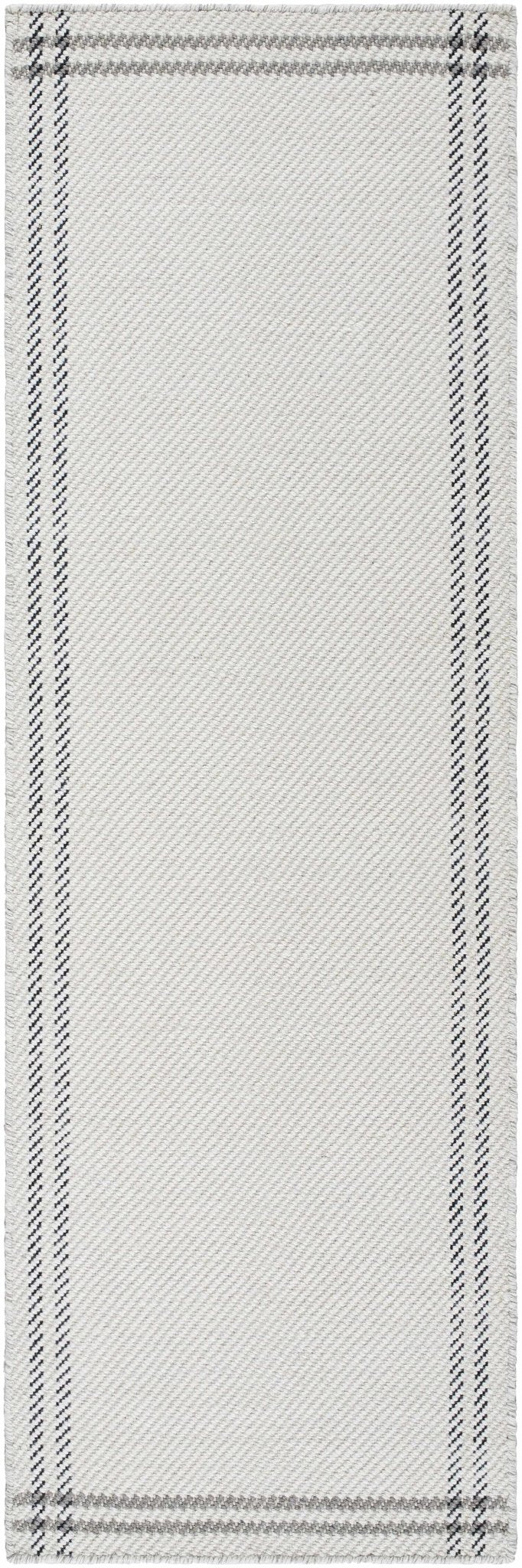 Nimue Basic Style Ivory & Charcoal Bordered Wool Rug - The Rug Decor