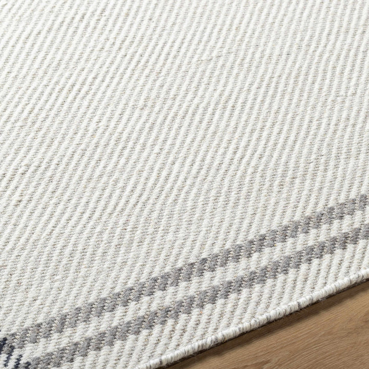 Nimue Basic Style Ivory & Charcoal Bordered Wool Rug - The Rug Decor