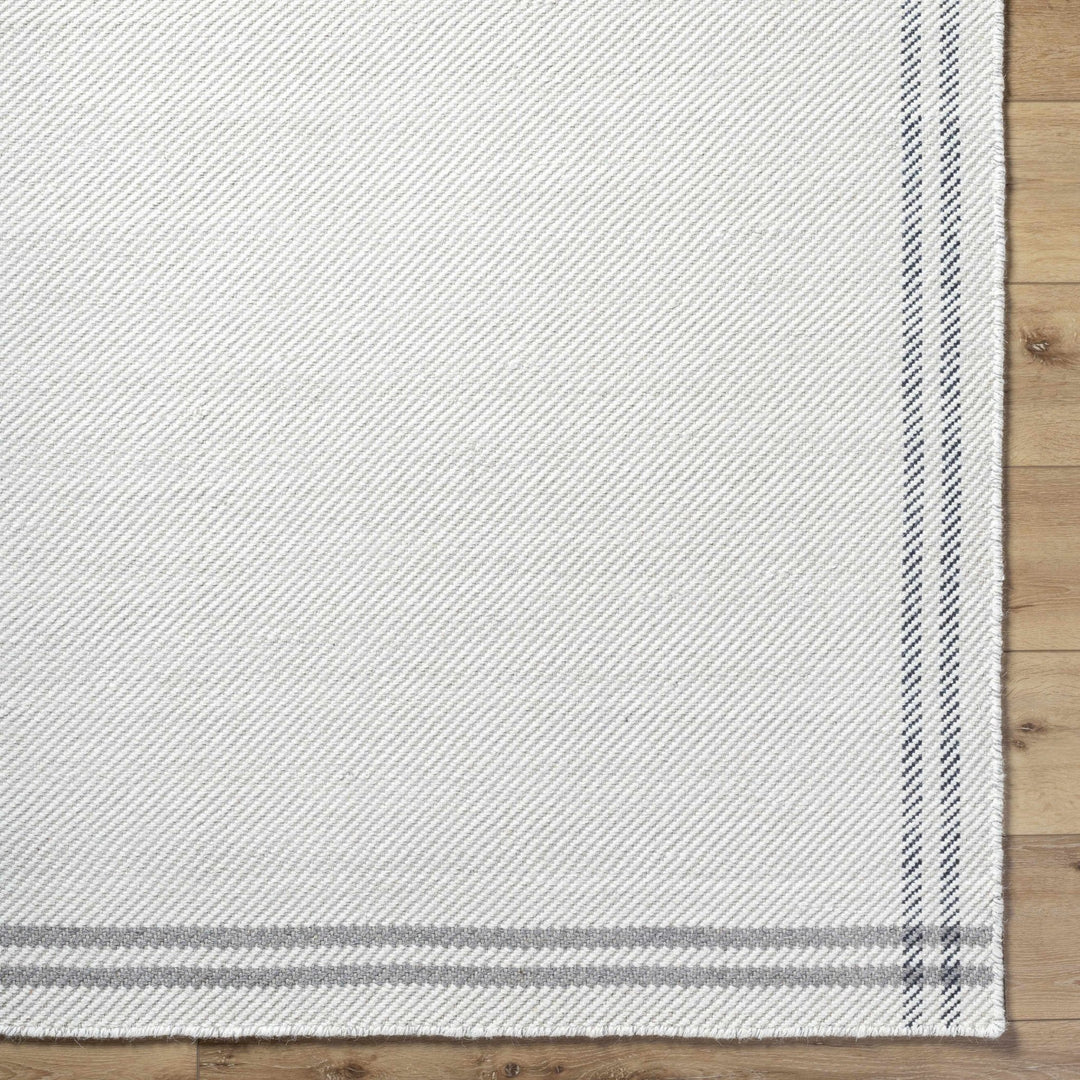 Nimue Basic Style Ivory & Charcoal Bordered Wool Rug - The Rug Decor