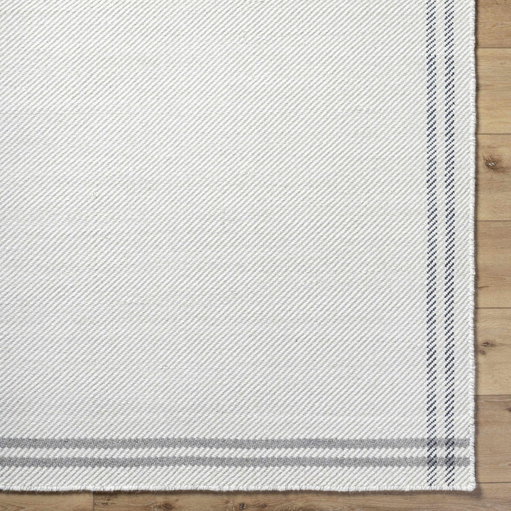 Nimue Basic Style Ivory & Charcoal Bordered Wool Rug - The Rug Decor