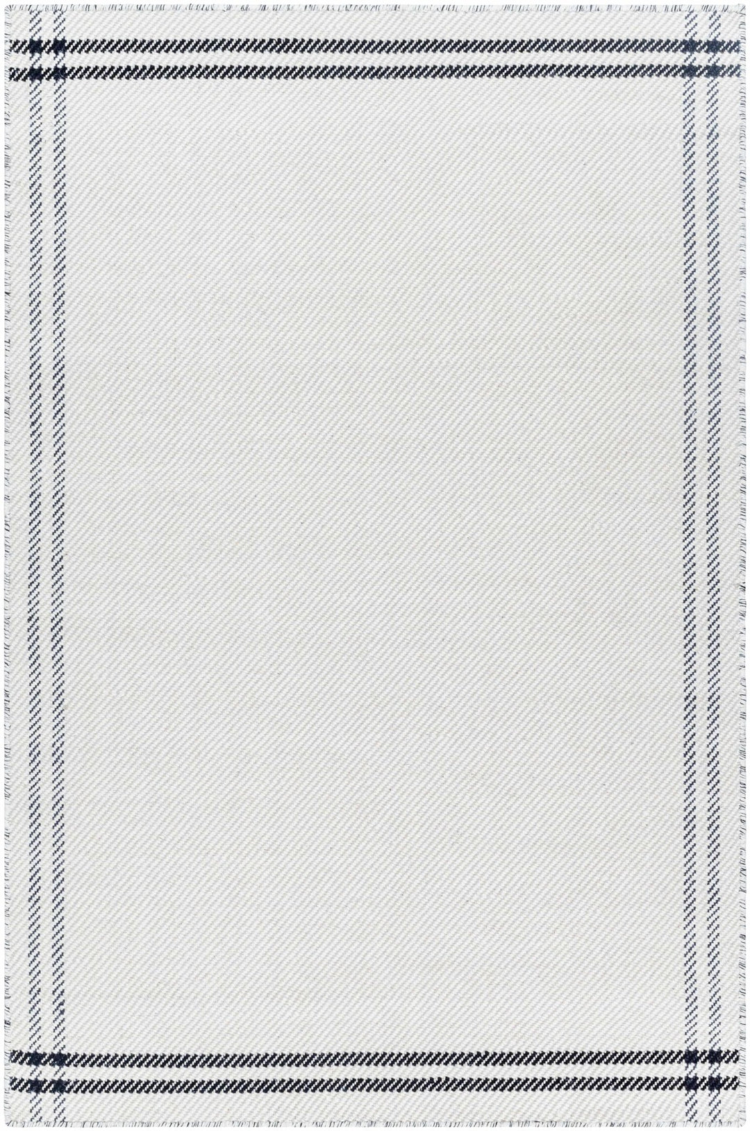 Nimue Ivory & Blue Bordered Hand Woven Wool Rug - The Rug Decor