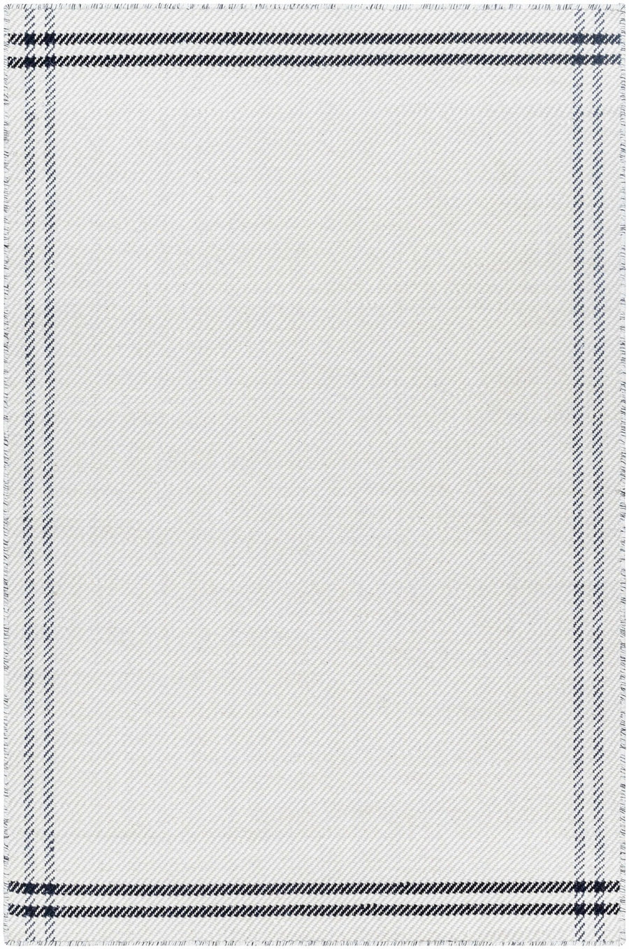 Nimue Ivory & Blue Bordered Hand Woven Wool Rug - The Rug Decor
