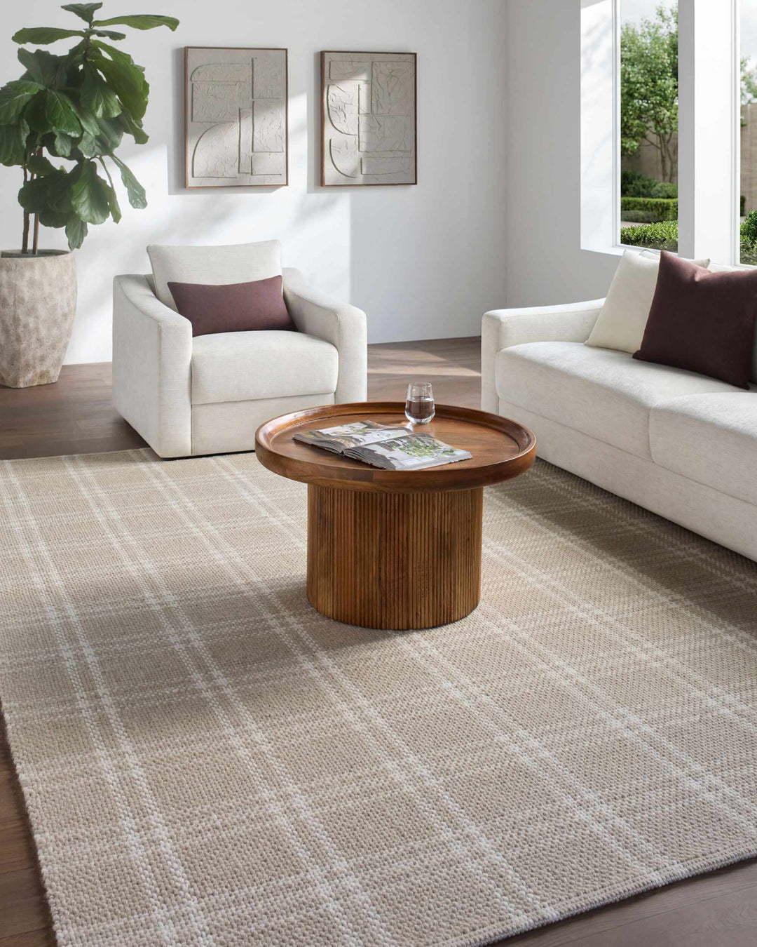 Dhyana Modern Geometrical Design Beige Hand Woven Area Rug
