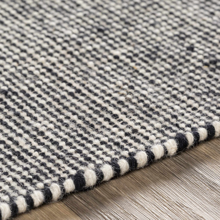 Ninderry Contemporary Design Ivory And Black Hand Woven Wool Rug - The Rug Decor