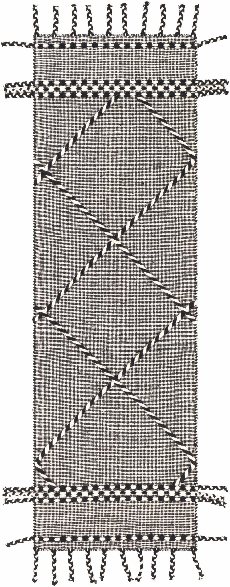 Ninderry Contemporary Design Ivory And Black Hand Woven Wool Rug - The Rug Decor