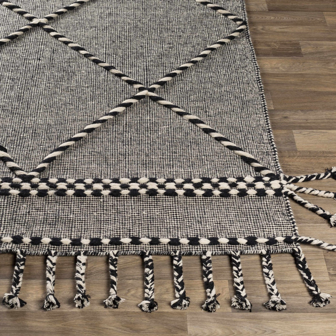 Ninderry Contemporary Design Ivory And Black Hand Woven Wool Rug - The Rug Decor