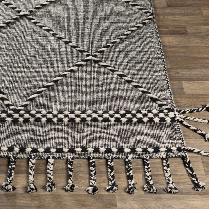 Ninderry Contemporary Design Ivory And Black Hand Woven Wool Rug - The Rug Decor