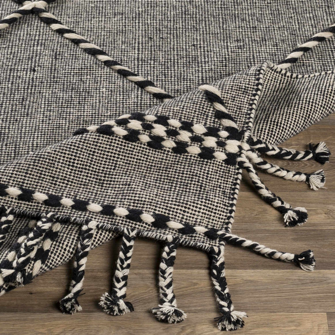Ninderry Contemporary Design Ivory And Black Hand Woven Wool Rug - The Rug Decor