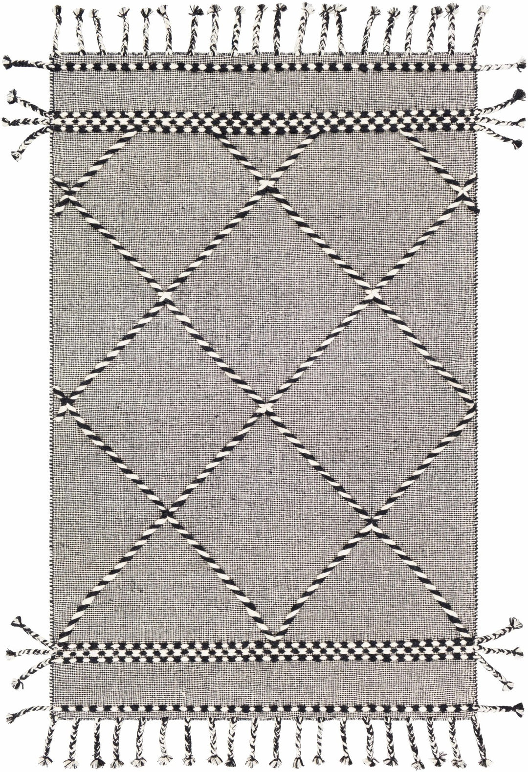 Ninderry Contemporary Design Ivory And Black Hand Woven Wool Rug - The Rug Decor