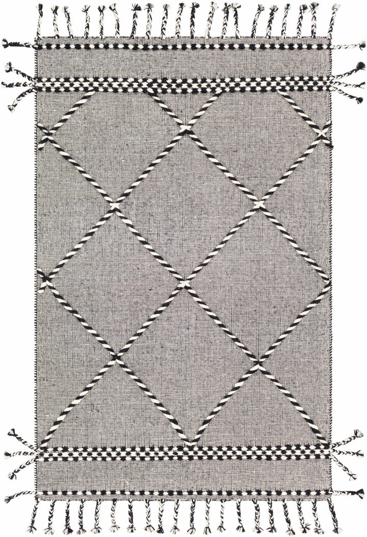 Ninderry Contemporary Design Ivory And Black Hand Woven Wool Rug - The Rug Decor