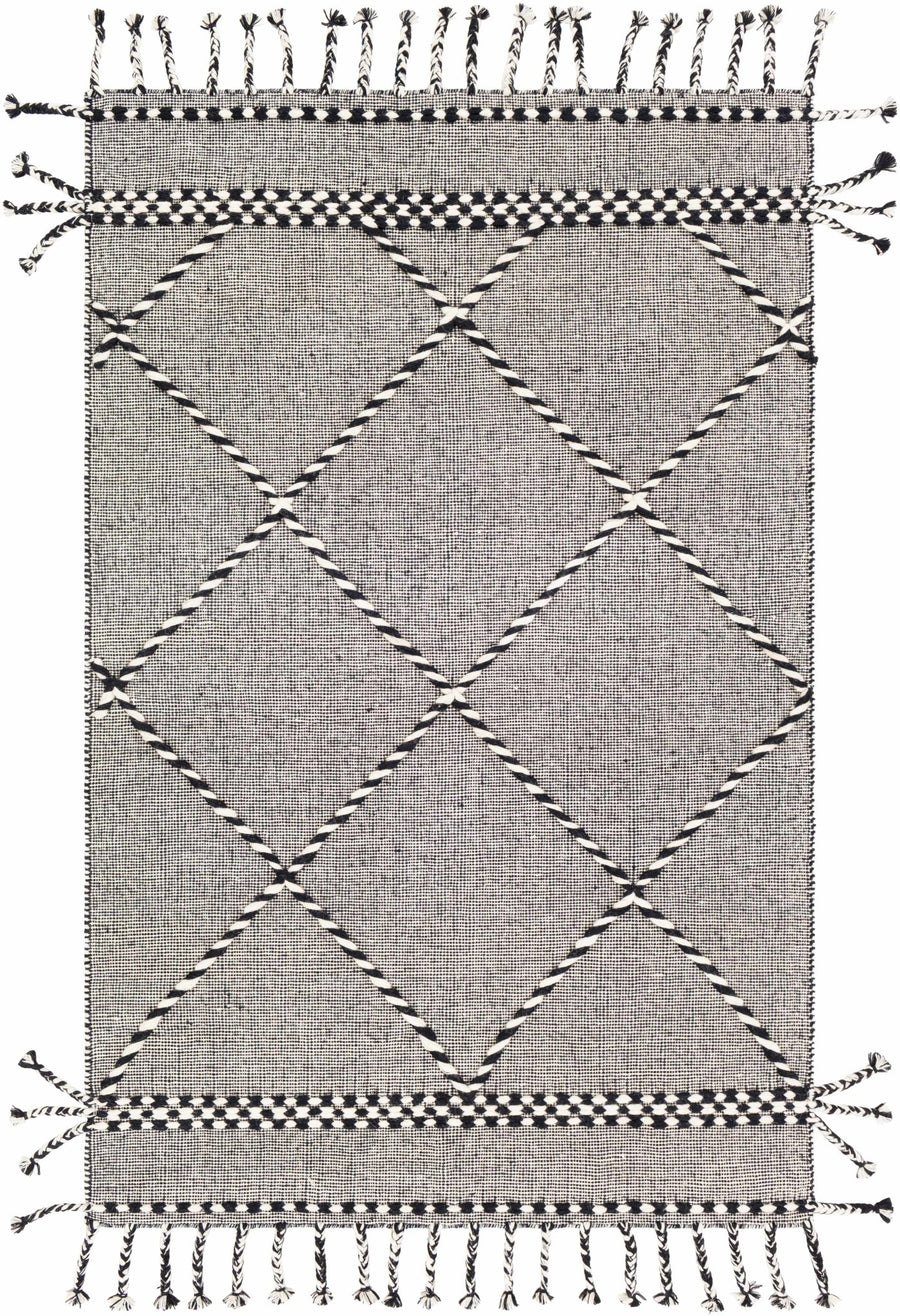 Ninderry Contemporary Design Ivory And Black Hand Woven Wool Rug - The Rug Decor