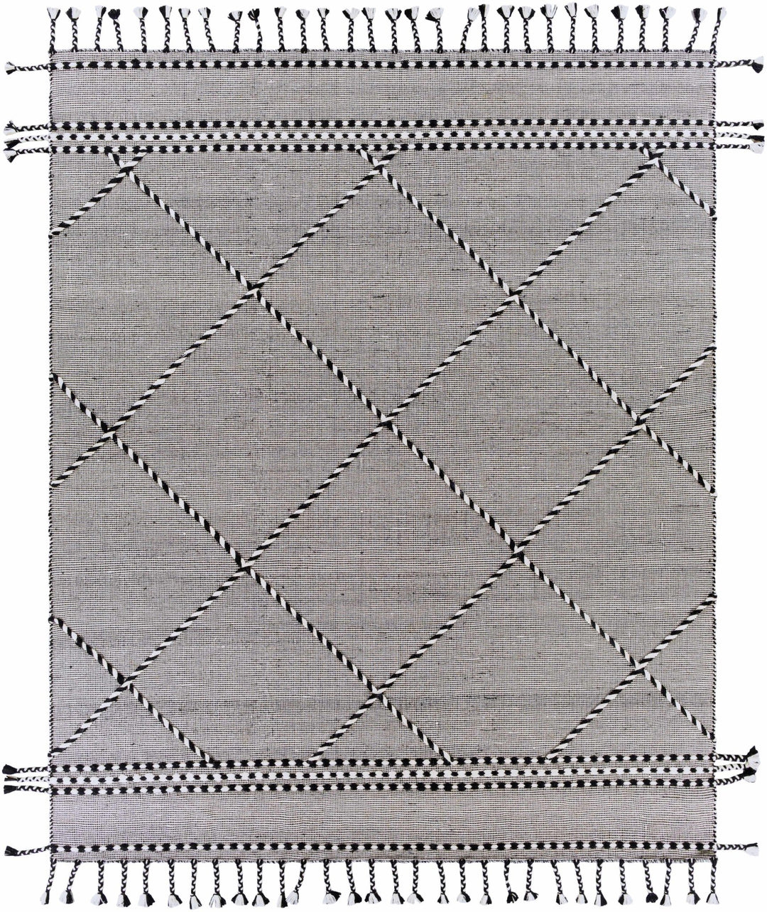 Ninderry Contemporary Design Ivory And Black Hand Woven Wool Rug - The Rug Decor
