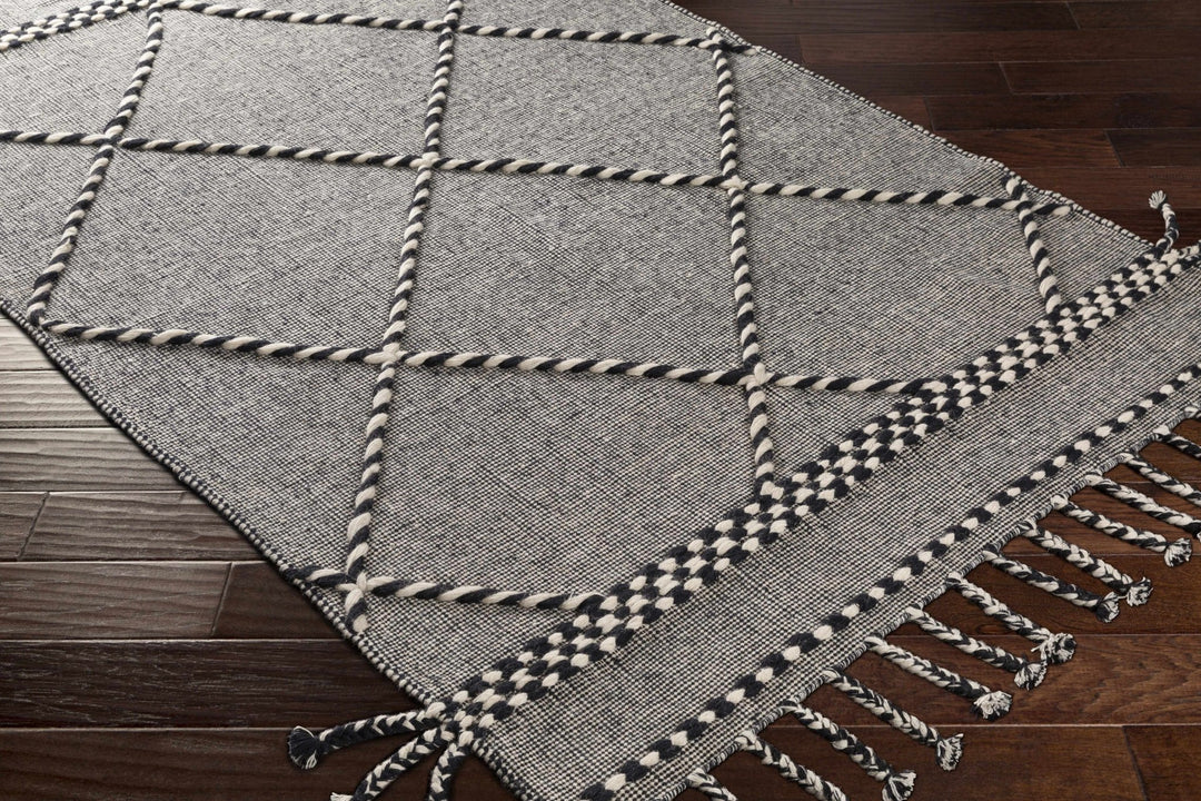Ninderry Contemporary Design Ivory And Black Hand Woven Wool Rug - The Rug Decor