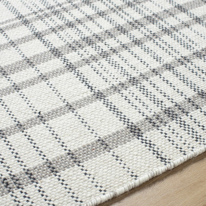 Nissa contemporary Tartan Pattern Ivory Hand Woven Wool Rug - The Rug Decor