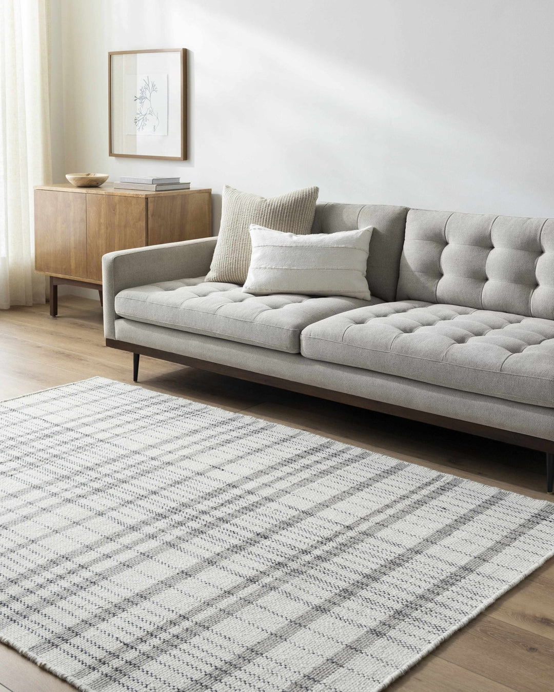Nissa contemporary Tartan Pattern Ivory Hand Woven Wool Rug - The Rug Decor