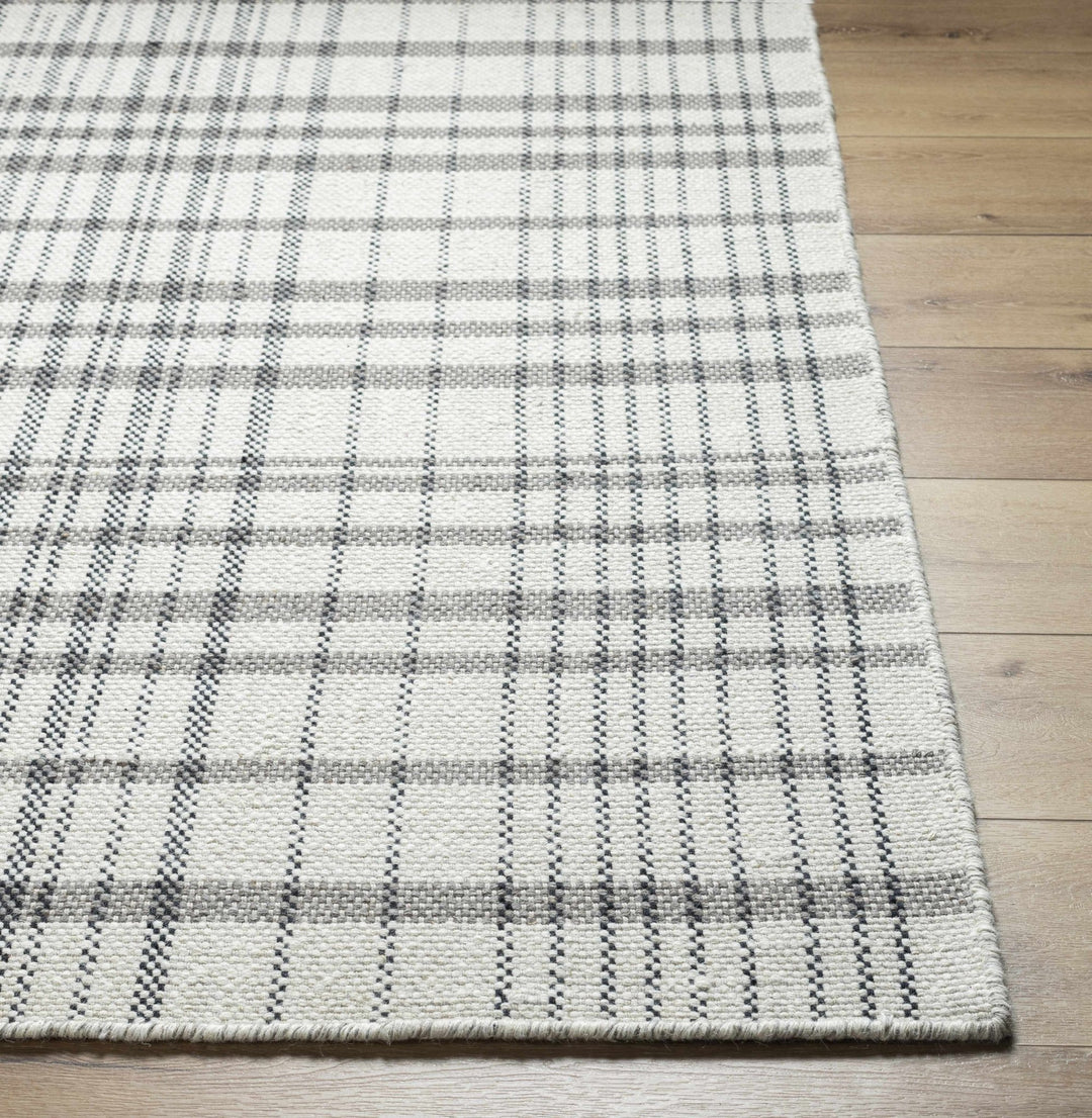 Nissa contemporary Tartan Pattern Ivory Hand Woven Wool Rug - The Rug Decor