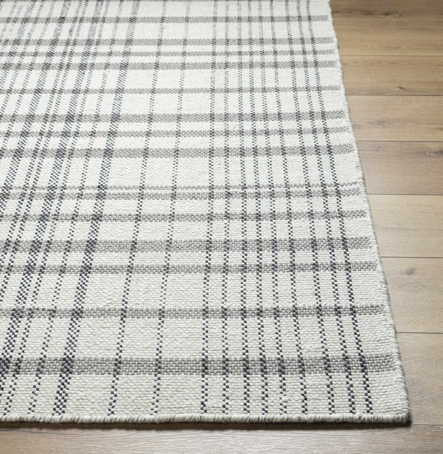 Nissa contemporary Tartan Pattern Ivory Hand Woven Wool Rug - The Rug Decor