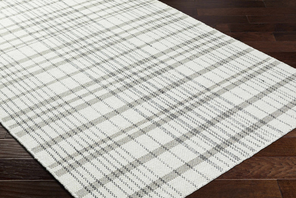 Nissa contemporary Tartan Pattern Ivory Hand Woven Wool Rug - The Rug Decor