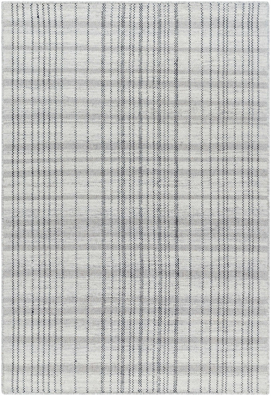 Nissa Gray Modern Checkered Pattern Hand Woven Wool Area Rug - The Rug Decor