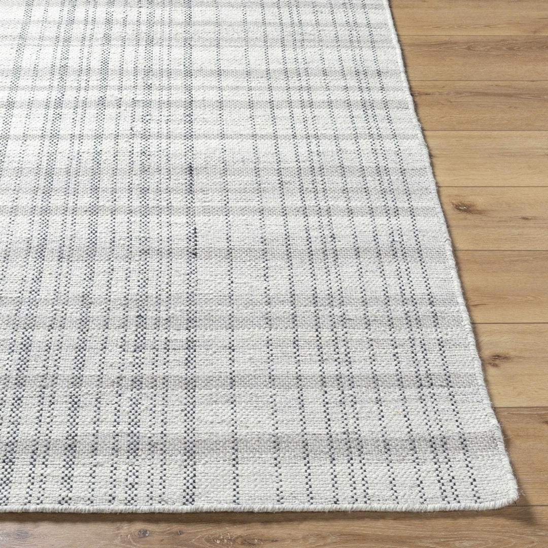 Nissa Gray Modern Checkered Pattern Hand Woven Wool Area Rug - The Rug Decor