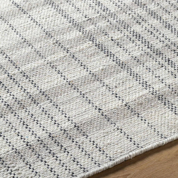 Nissa Gray Modern Checkered Pattern Hand Woven Wool Area Rug - The Rug Decor