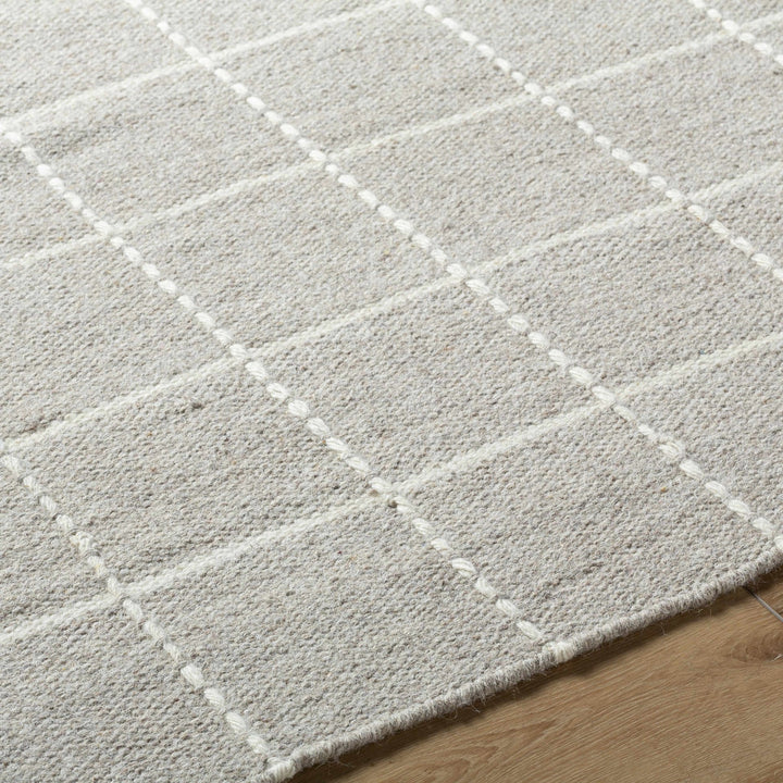 Nissa Modern Checkered Pattern Silver Hand Woven Wool Area Rug - The Rug Decor