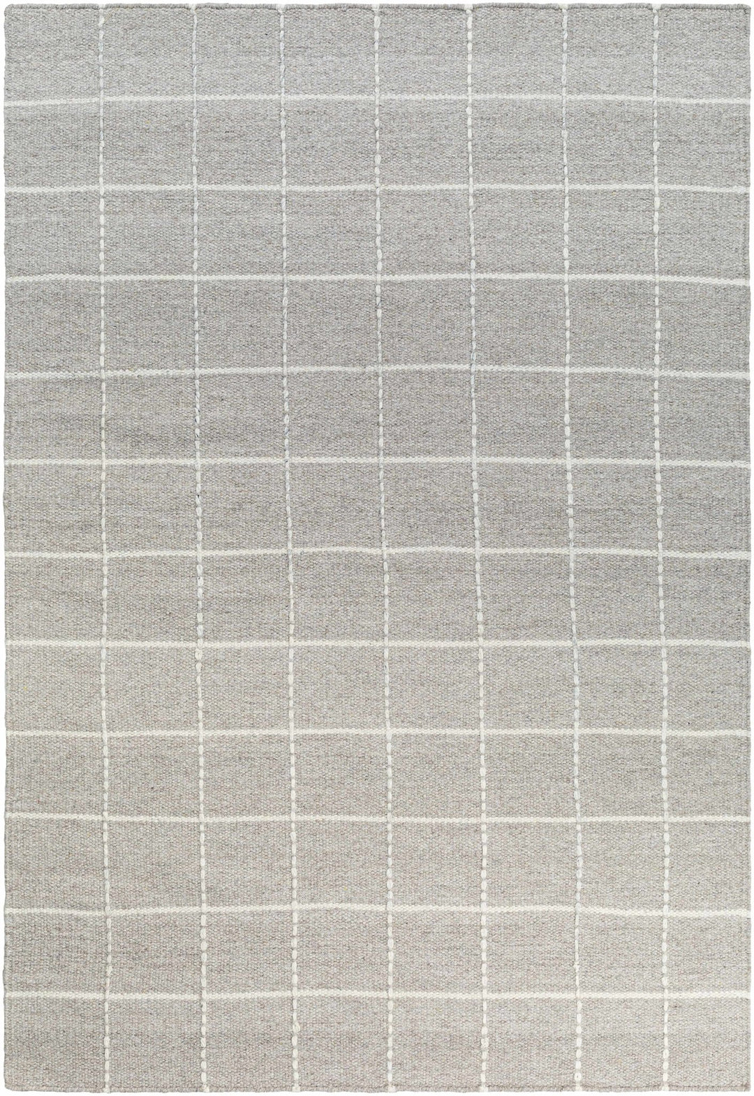 Nissa Modern Checkered Pattern Silver Hand Woven Wool Area Rug - The Rug Decor