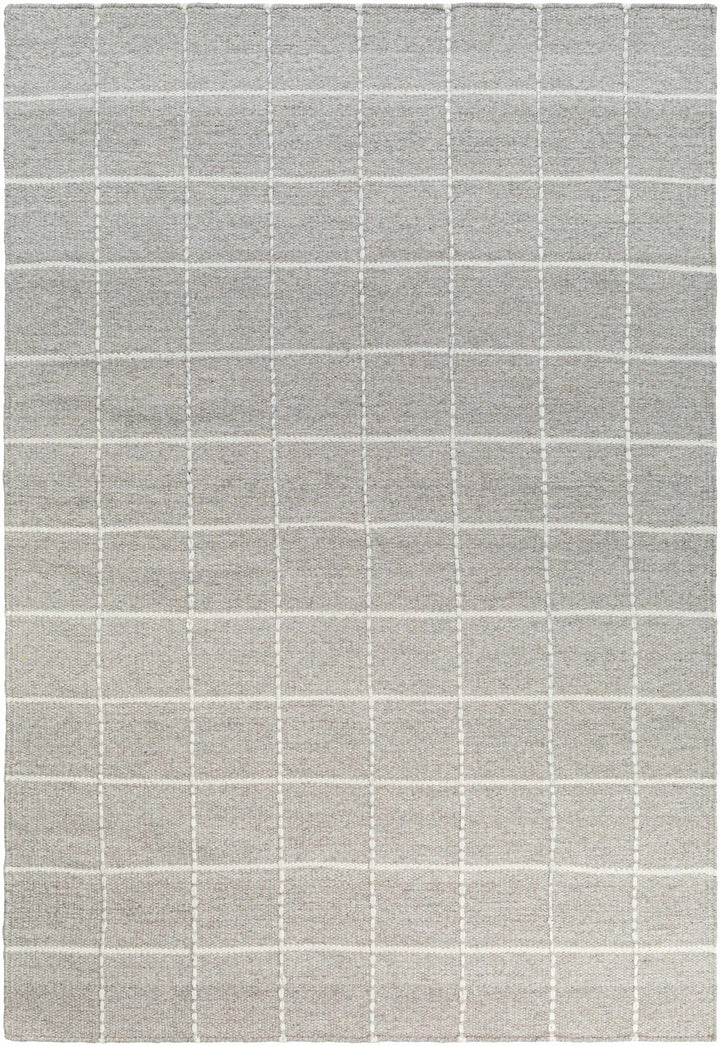 Nissa Modern Checkered Pattern Silver Hand Woven Wool Area Rug - The Rug Decor