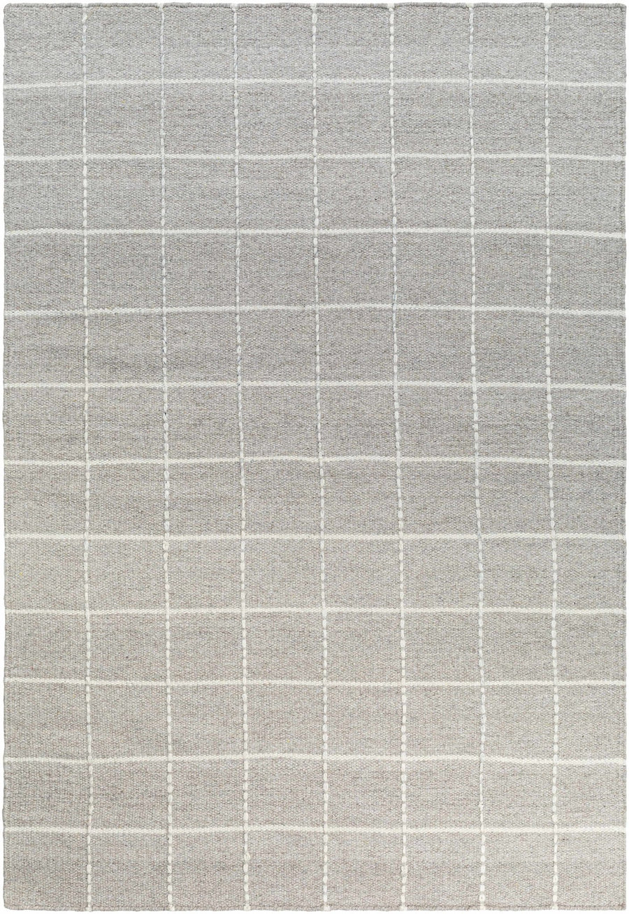 Nissa Modern Checkered Pattern Silver Hand Woven Wool Area Rug - The Rug Decor