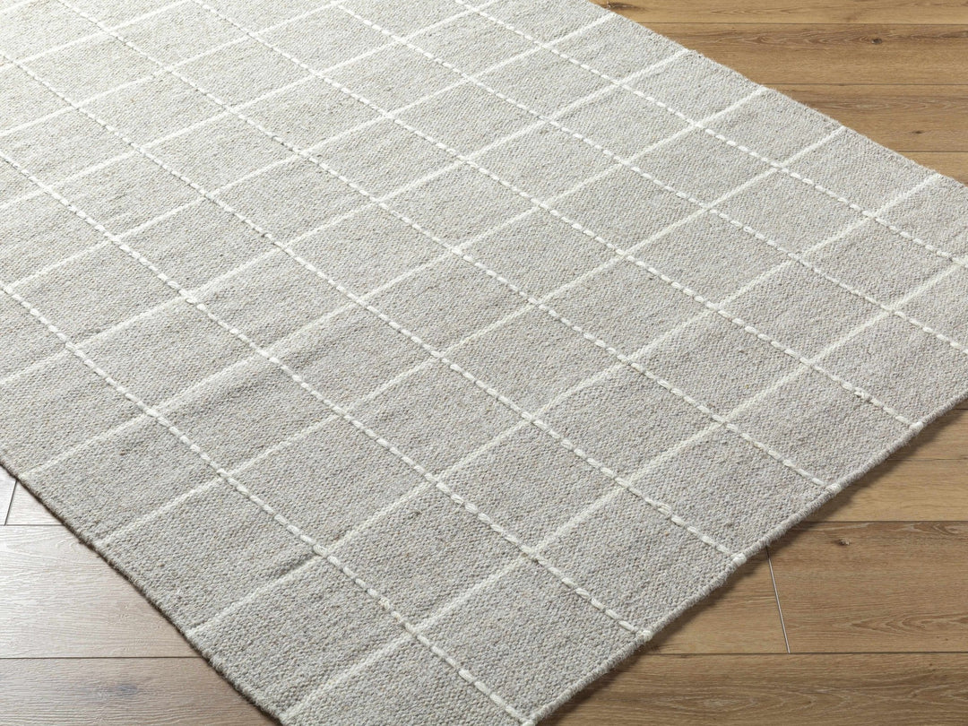 Nissa Modern Checkered Pattern Silver Hand Woven Wool Area Rug - The Rug Decor