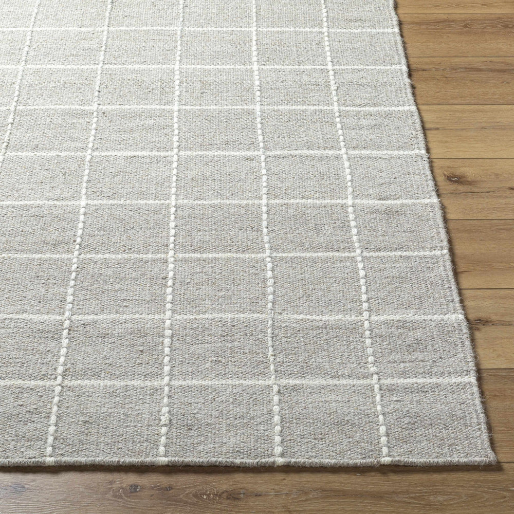 Nissa Modern Checkered Pattern Silver Hand Woven Wool Area Rug - The Rug Decor