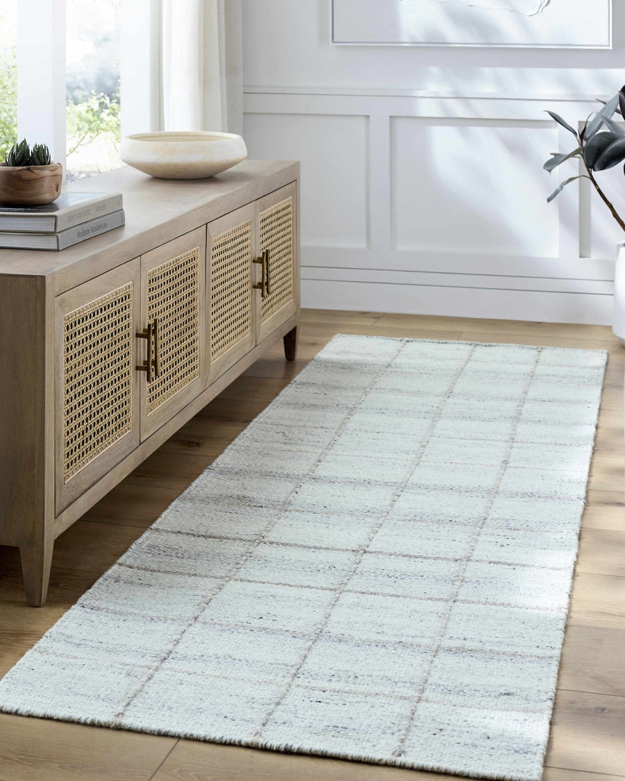 Nissa Modern Flatwoven Geometrical Gray Wool Rug - The Rug Decor