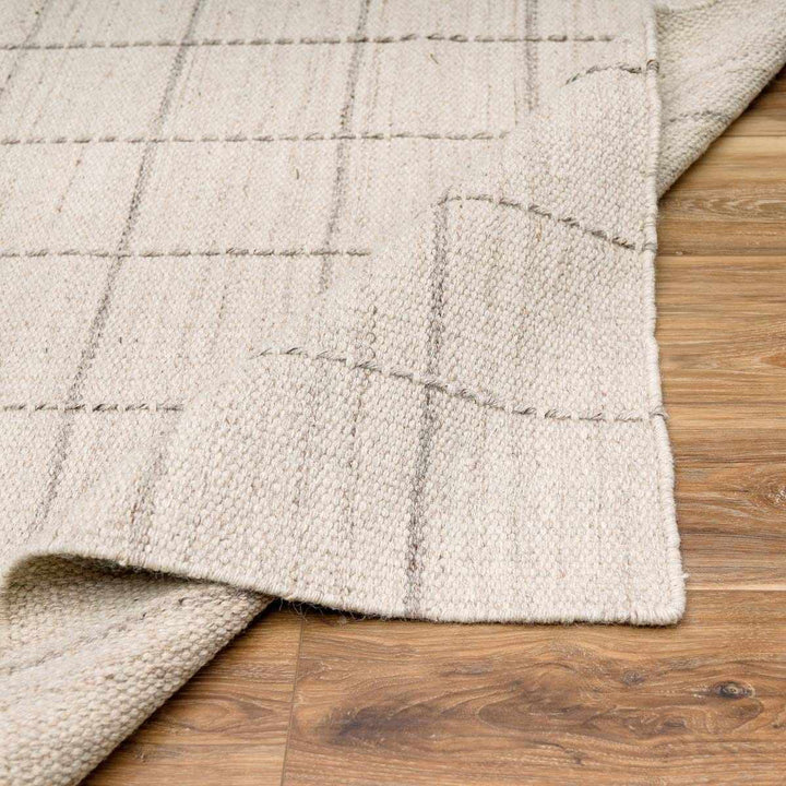 Nissa Modern Geometrical Beige Hand Woven Wool Rug - The Rug Decor