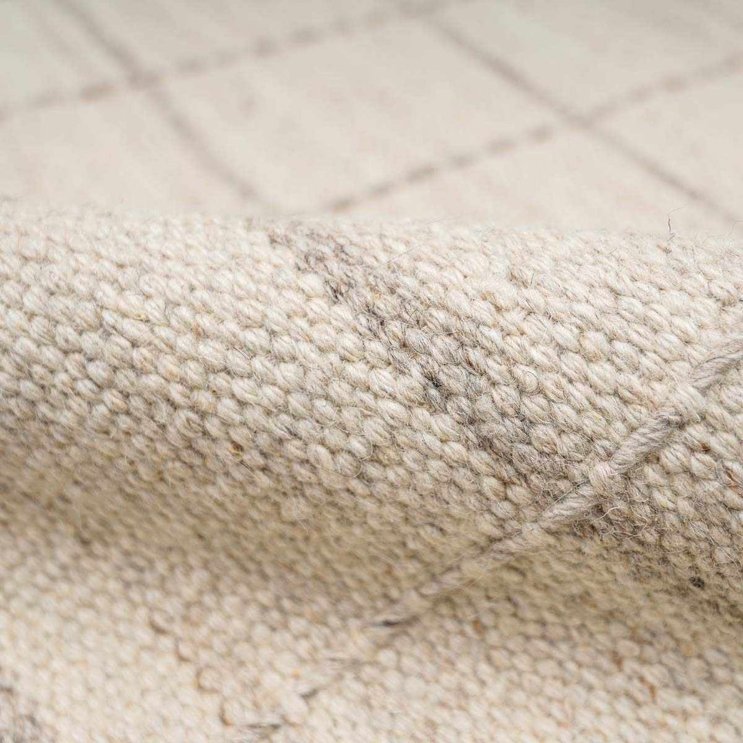 Nissa Modern Geometrical Beige Hand Woven Wool Rug - The Rug Decor