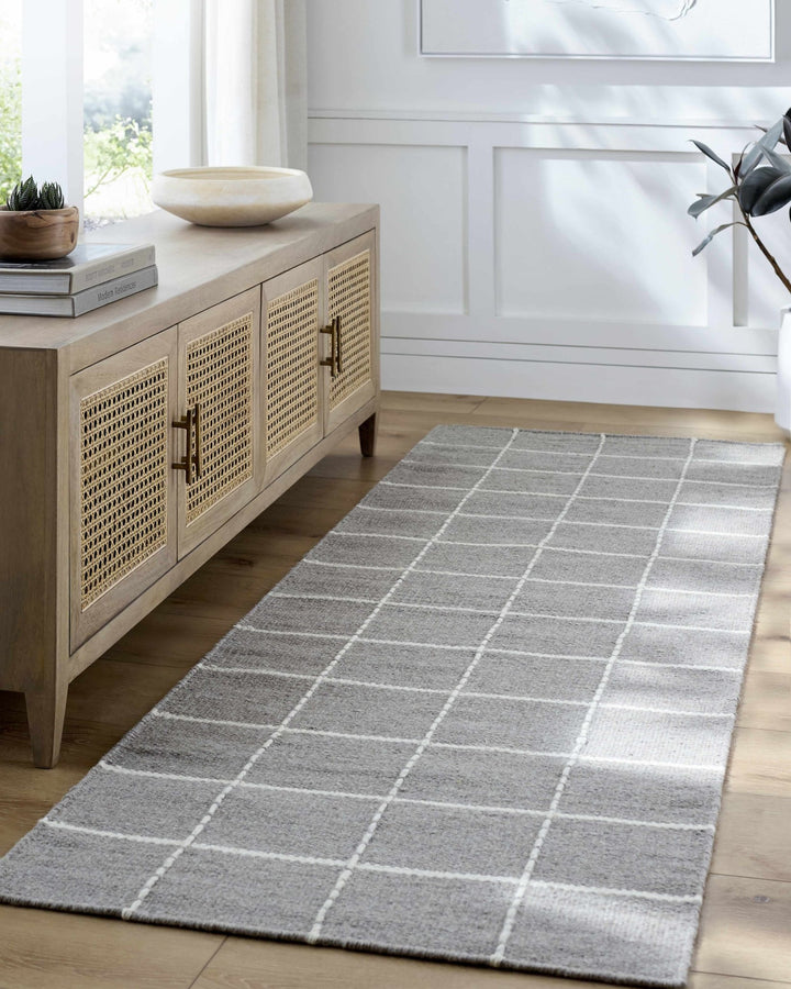 Nissa Modern Geometrical Gray And Ivory Wool Rug - The Rug Decor