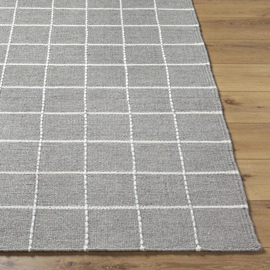 Nissa Modern Geometrical Gray And Ivory Wool Rug - The Rug Decor