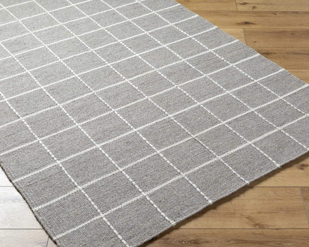 Nissa Modern Geometrical Gray And Ivory Wool Rug - The Rug Decor