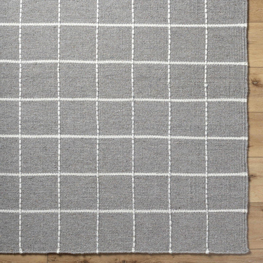 Nissa Modern Geometrical Gray And Ivory Wool Rug - The Rug Decor