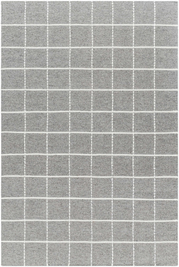Nissa Modern Geometrical Gray And Ivory Wool Rug - The Rug Decor