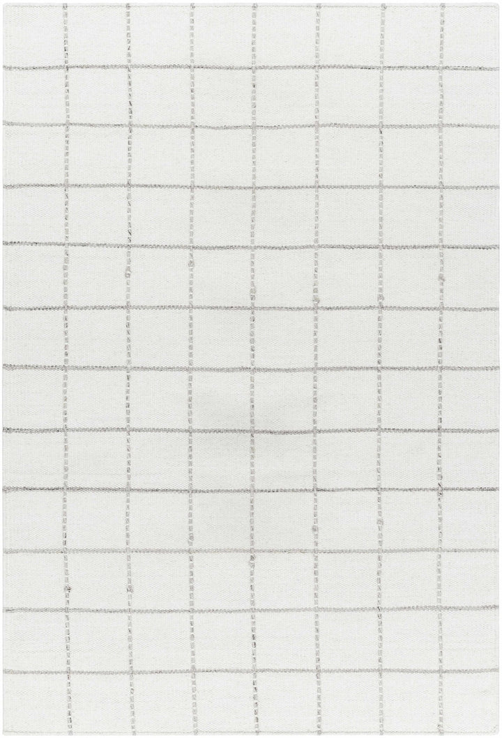 Nissa Modern Geometrical White And Gray Wool Rug - The Rug Decor