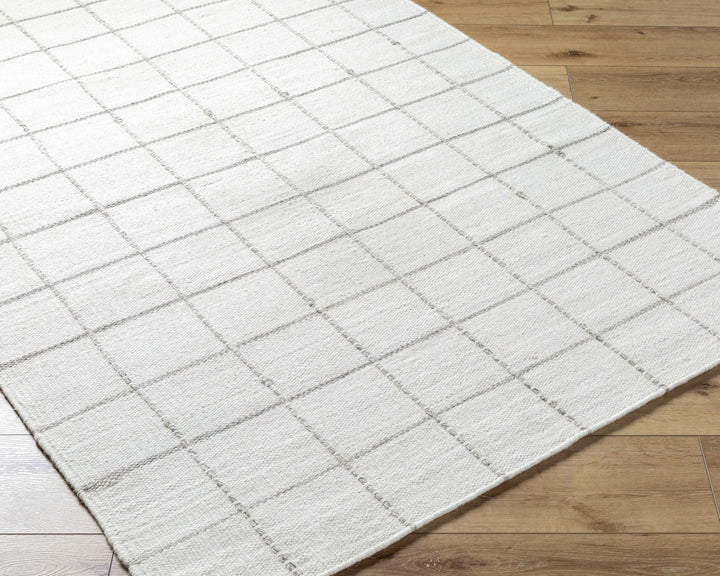 Nissa Modern Geometrical White And Gray Wool Rug - The Rug Decor