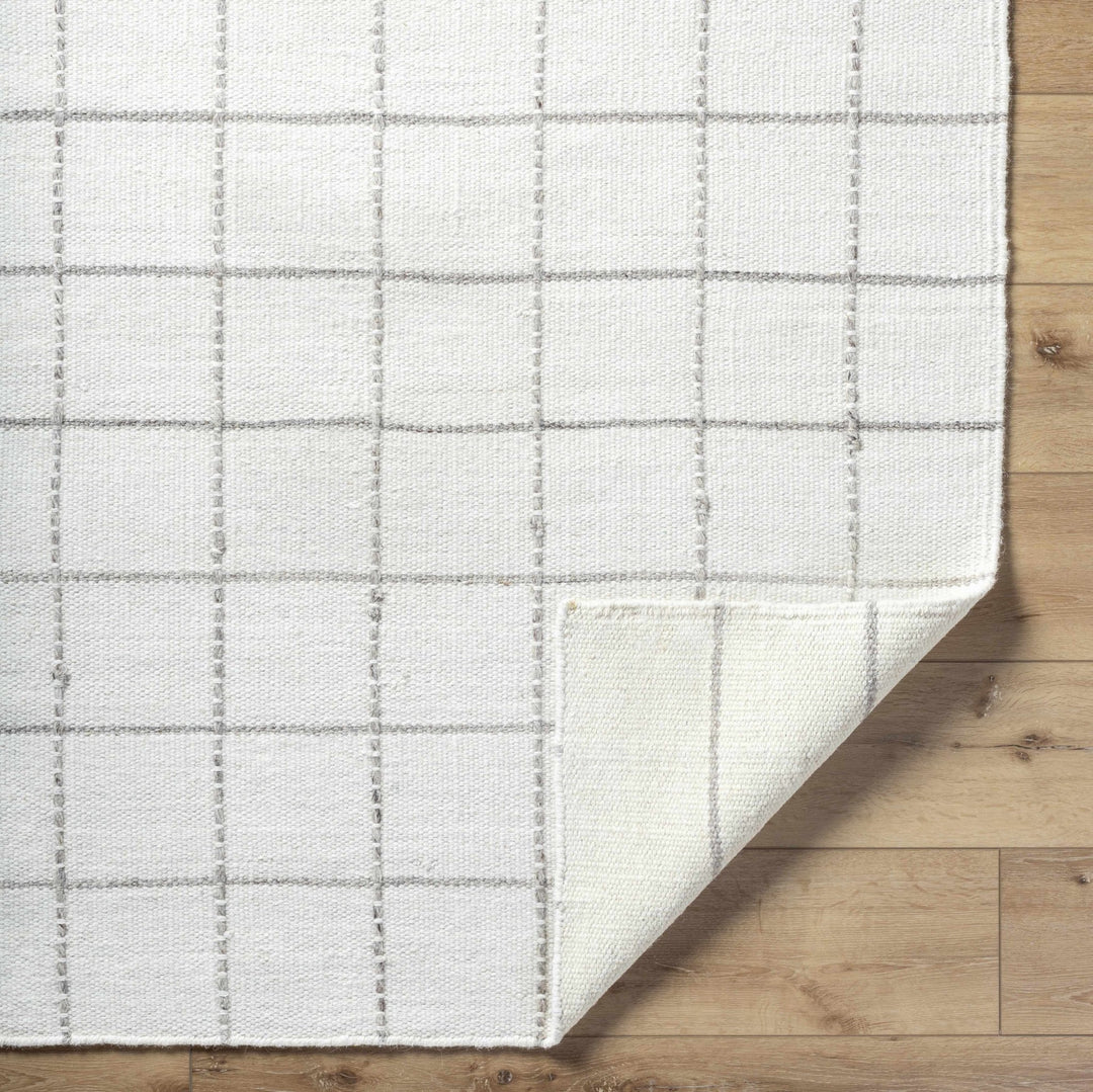 Nissa Modern Geometrical White And Gray Wool Rug - The Rug Decor