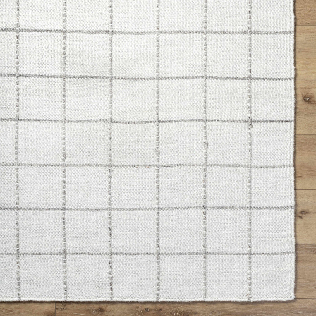 Nissa Modern Geometrical White And Gray Wool Rug - The Rug Decor