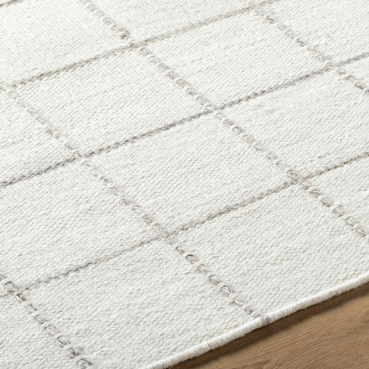 Nissa Modern Geometrical White And Gray Wool Rug - The Rug Decor