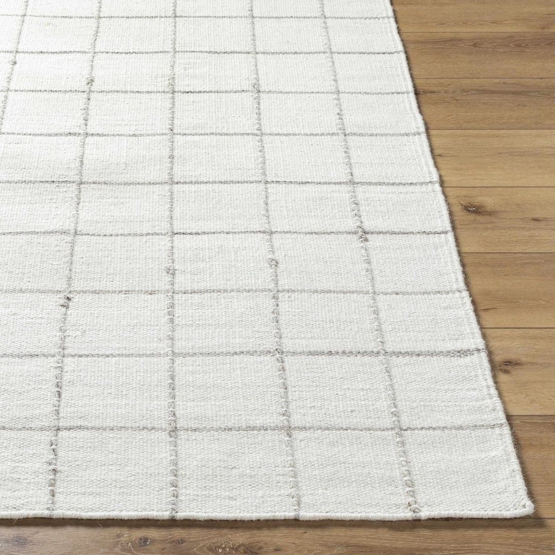 Nissa Modern Geometrical White And Gray Wool Rug - The Rug Decor