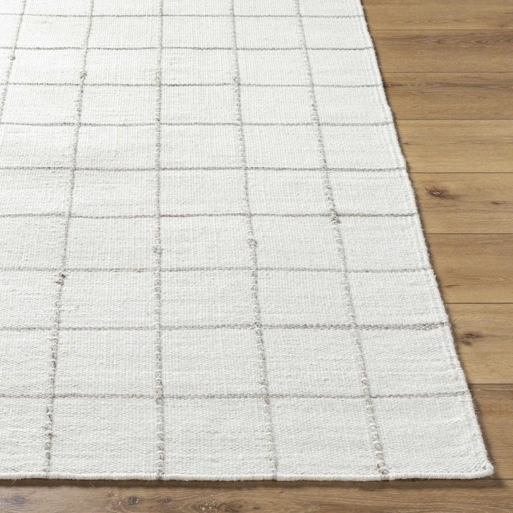 Nissa Modern Geometrical White And Gray Wool Rug - The Rug Decor