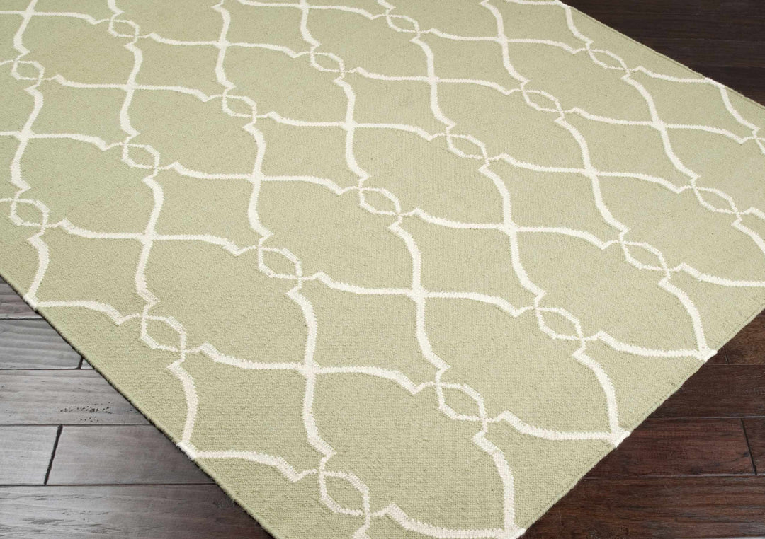 Niwot Modern Geometrical Olive Hand Woven Area Rug