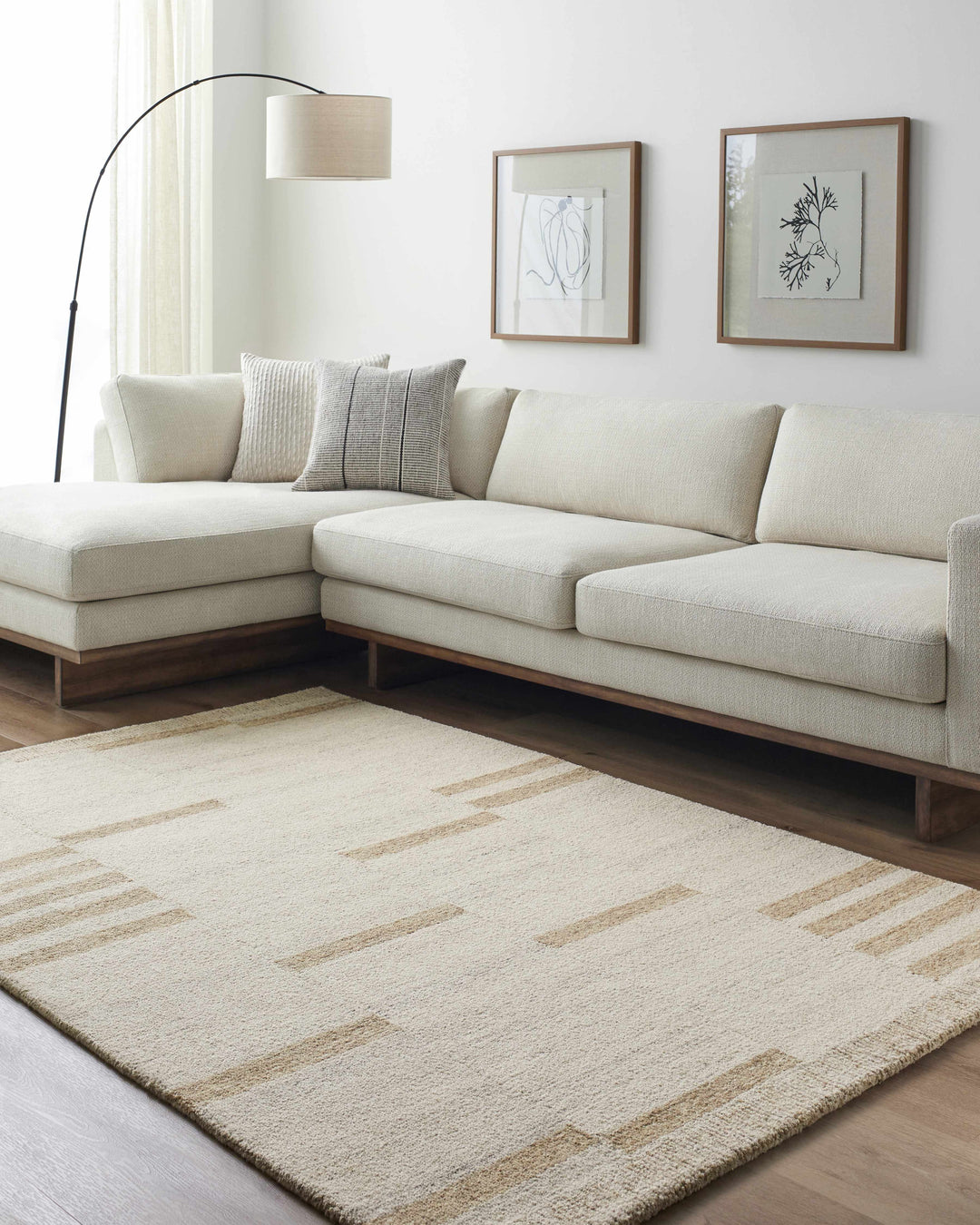 Max Modern Abstract Beige Hand Tufted Wool Area Rug